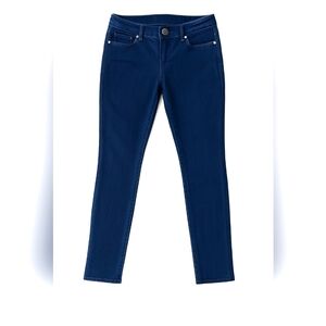Tory Burch Denim Jeggings Dark Wash w Gold Tone Logo Size 27 Very Good Condition